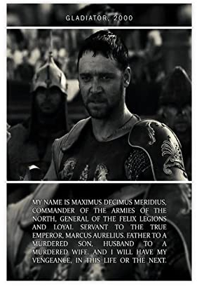 Poster mit Filmzitaten von Gladiator 2000, Schlafzimmer, Dekoration, Sport, Landschaft, Büro, Raumdekoration, Geschenk, ungerahmt, 40 x 60 cm