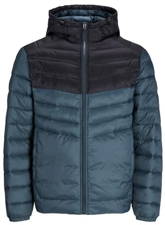 JACK & JONES Mens Puffer Jacket 100% Nylon Quilted Padded Windproof Outdoor Jacket for Men, Magical Forest Colour, Size- XL