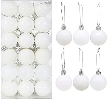 36 Palline di Natale in Plastica Oro Rosa - Ornamenti e Decorazioni per Albero di Natale (Bianco)