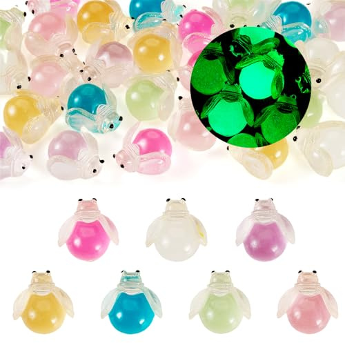 FASHEWELRY Leuchtende Glühwürmchen-Cabochons aus Harz, flache Rückseite, Verzierung für Haarschleifen, Haarspangen, Handyhüllen, Dekoration, Schmuckherstellung, 28 Stück