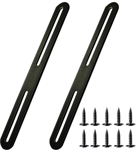Patte de Fixation D'assemblage 215 x 24mm Pattes de FixationInox 2Pcs | Pattes D'assemblage Noir Épaisseur 2,8 mm Surface Brossée pour Réparation Connexion Fixations Meubles