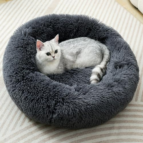 Fhodigogo Kleines Hundebett Hund Donut Bett Katzen Donut Bett Für Hund Kissen Hund Katzenbett Donut Bett Klein Hund Hunde Bett Klein Hundebett Rund Hundekissen 45Cm Für 5KG