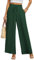 BEIGAI Pantalon palazzo large pour femme - Coupe droite - Taille haute - Extensible - Élégant - Avec poches, vert foncé, S