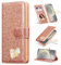 SEHEYA für Samsung Galaxy S23 Ultra Klapp-Handy Hülle Roségold PU Leder Glitzer Herz Diamond Design Mädchen Handyhülle Flip Brieftasche Kartenslots Schutzhülle für Galaxy S23 Ultra