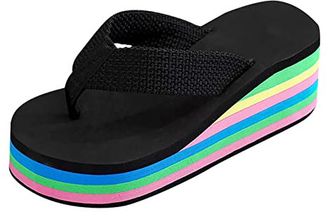 Chanclas mujer elegantes verano altas firmadas mar casa plantilla goma eva zapatos de ducha plataforma secado rápido ligero suave playa tacón antideslizante piscina cómodas, Csl006 Black, 37 EU