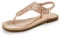 PIZZ ANNU Womens Glitter Flat Sandals Sparkly Toe Post Flip Flops T-Bar Thong Summer Beach Sling Back Ladies Shoes Rose Gold Size 8