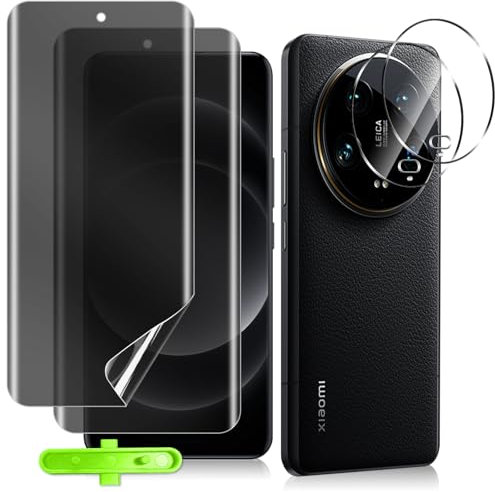 MokaZii Privacy Schutzfolie für Xiaomi 14 Ultra, [2+2 Stück] Sichtschutzfolie und Kameraschutz Panzerfolie, Privatsphäre Displayschutzfolie Flexibler TPU Folie für Xiaomi 14 Ultra