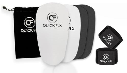 QUICKFLX Profi Schienbeinschoner – Zuschneidbar & Anpassbar – Ultraleichte & Dünne Mini Schienbeinschützer für Herren, Damen & Kinder – Inkl. verstellbarem Tape in 4 Farben