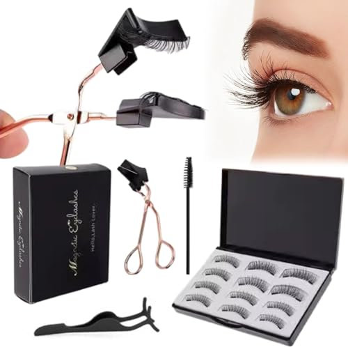 Magnetic Eyelashes with Applicator, 3 Pairs False Eyelashes Magnetic No Glue and Eyeliner Natural Look Magnetic Eyelashes Extension Kit with Clamp and Brush 3D Effect Waterproof False Eye Lashes