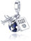 Wedanor Charme Flugzeug Pass Erde Dangle Charms-Anhänger 925 Sterling Silber Charm Bead Pendant für Europäische Armbänder und Halsketten