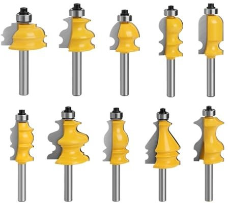 10-teiliges Fräser-Set for architektonische Formen, 8 mm Schaft, architektonische Formen, Handlauf, Holzbearbeitung, Fräser, Werkzeuge, Kronenform-Fräser