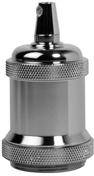 TIBELEC, 45300440, Douille E27 avec cache en métal nickelé, idéale pour lampes et luminaires, parfaite pour une ambiance contemporaine, Taille : E27, Couleur : Nickel
