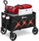 Sekey 220LBS Folding Festival Trolley on Wheels, Heavy Duty Camping trolley with All-Terrain Wheels, Portable Beach wagon, Adjustable Handle, Space-Saving Cart for Shopping Outdoor - Black