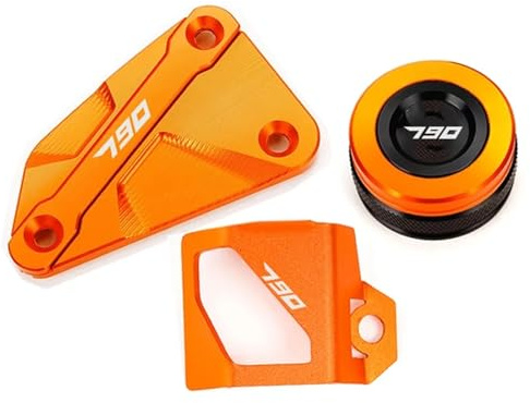 YIJIEBAO Fit for KTM 890 Abenteuer R Duke 790 Duke 890 ADV Motorrad Zubehör Hinten Vorne Brems Flüssigkeit Reservoir Abdeckung Schutz Zubehör(3(790 Orange))