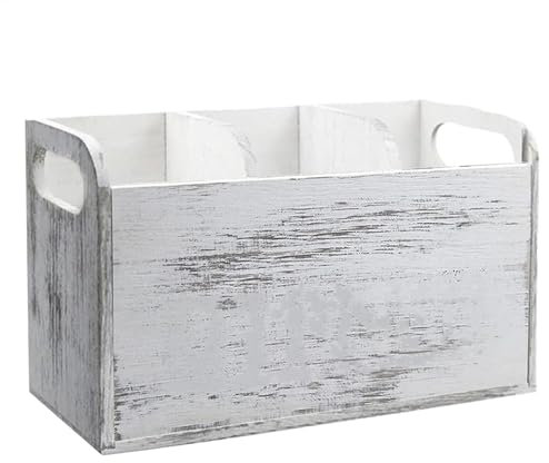 Soporte para utensilios de cocina, organizador de utensilios de madera con 3 compartimentos, organizador de herramientas de cocina grande, organizador de utensilios de cocina rústico, regalo de cocina