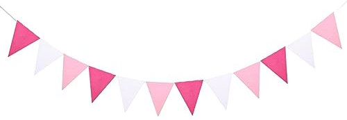 12 Flaggen, 17 cm, bunte Filz-Banner, Girlanden, Geburtstag, Wimpel, Babyparty, Hochzeit, Girlande, Partydekoration, Geburtstagsdekoration für Mädchen (Set4)