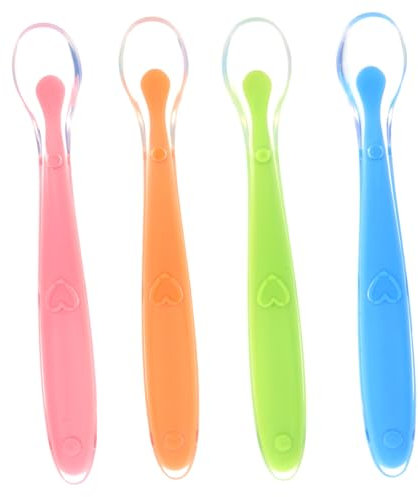 KOMBIUDA Cucharas De Silicona Para Bebés 4 Pack Bordes Suaves Para Evitar Asfixia