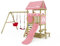 Wickey Spielturm DinkyHouse mit Picknicktisch - pastellpinke Rutsche & Plane - Kinder Kletterturm für den Garten aus Massivholz - 334x317x247 cm
