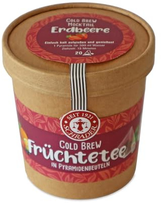 Schrader | Cold Brew Mocktail Erdbeere | Früchtetee mit Erdbeer-Rhabarber-Geschmack für alkoholfreie Cocktails & Eistee | 20 Pyramidenbeutel à 3,2g