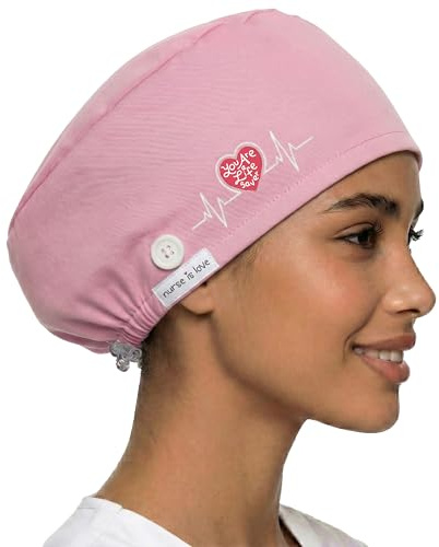 Nurse is Love Cuffietta Chirurgica - Cuffia Chirurgica Donna per Infermiera, Cuffie Dentista, Medico Mantiene l’Igiene, Tessuto Traspirante con Fantasie Divertenti | Accessori