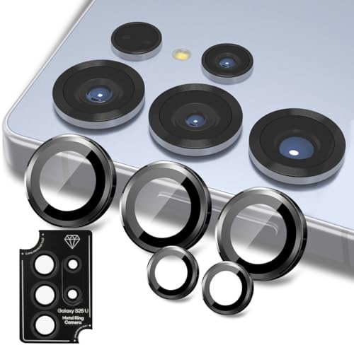Teenrpov KameraSchutz für Samsung Galaxy S25 Ultra Kamera Panzerglas | 1 Stück 9H Härte Kameraschutz Linsenschutz, HD-Klar, Transparent Kratzfest Kamera Schutzfolie, Hüllenfreundlich, Schwarz