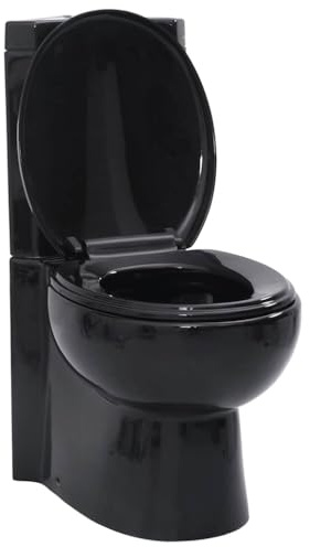 Massbinet Stand-Toilette Ecktoilette Toilette für Ecke Keramik Schwarz