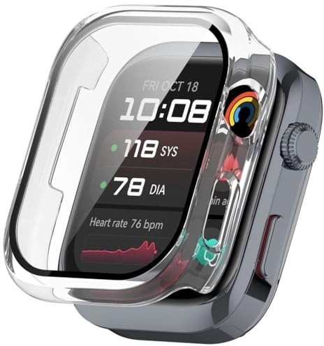 Techsuit für Huawei Watch D2 Hülle und Displayschutz mit 360 Grad Vollschutz, Premium Gehärtetes Glas, HD Klarheit, Kratzfest, Defense360 Pro, Transparent