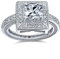 2CT Vintage Art Deco Stil Zirkonia Milgrain Prinzessin Schnitt Quadrat Halo AAA CZ Versprechen Verlobungsring mit Ewigkeitsband für Frauen .925 Sterling Silber