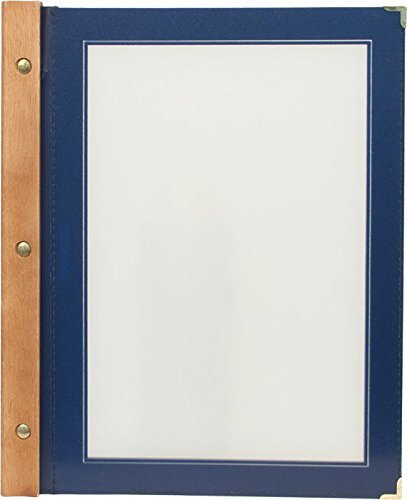 Securit Wood A4 Menukarte inkl. 2 dopplete Einlage für Menüs (für 4 Seiten A4), Blau