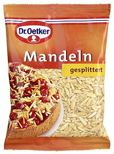 Dr. Oetker Mandeln gesplittert 5er Pack, 5 x 100 g, zerkleinerte, süße Mandeln zum Einbacken und Dekorieren von Gebäck, Torten & Desserts, verzehrfertig, vegan