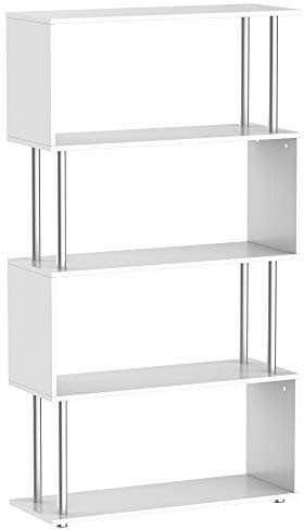HOMCOM Bibliothèque étagère Design Contemporain en S 4 Niveaux 80L x 30l x 145H cm Coloris Blanc