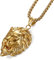 JewelryWe Schmuck Herren Halskette Edelstahl Löwe Löwenkopf Biker Anhänger mit 55cm Kette Geschenk Gold