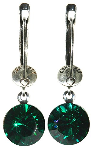 Black Jack Ohrhänger mit längl. Verschluss in emerald, dunkelgrün Fassung Silber