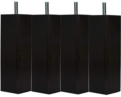 MARGOT 3700527827834 Douceur Scandinave Carré Lot de 4 Pieds de lit Bois Noir Hauteur 17 cm