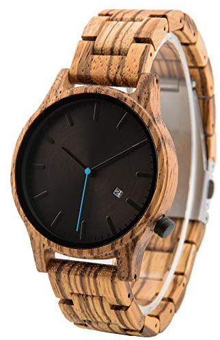 LMWOOD Herrenuhr mit Gravur Persönliche Armbanduhr für Männer Zebra Hölzerne Uhr Eschenke zum Jahrestag Geburtstag Geschenke