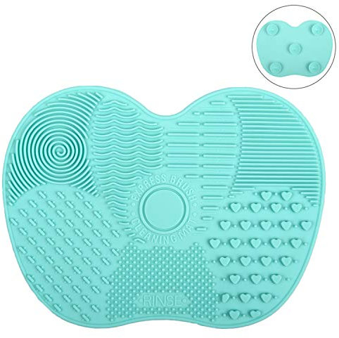 Tenmon Makeup Brush Cleaning Mat, Silicone Suction Cup Portable Makeup Brush Cleaning Tool, Small, Green