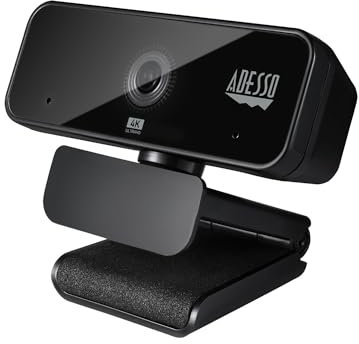 Adesso CyberTrack H6 4K Ultra HD USB Webcam with Built-In Stereo Microphone and Privacy Shutter, noise cancellation, PC/Laptop/MAC/Tablet, Works with Skype, Zoom, FaceTime, Hangouts - Black