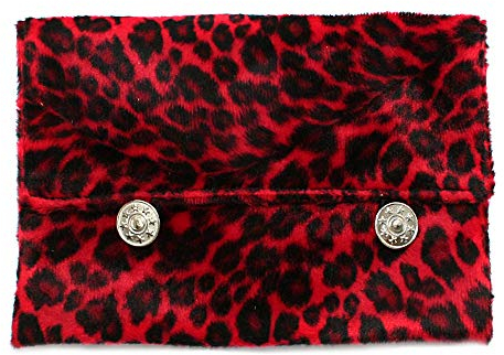 Tabaktasche Zigarettenetuis Tabak Rollen, Yolo Boden, Maße: 18 x 13cm, Leoparden - Muster: rot/schwarz