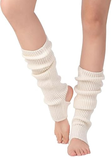 Guojanfon 1 Pair Fashion Yoga Socks for Women Girls Workout Socks Toeless Training Dance Leg Warmers (Black), White, One Size