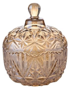 1 x 260 ml Kristallglas Süßigkeitenschale, Diamant-facettierte Süßigkeitengläser mit Kristalldeckel, Süßigkeitenschale, Schmuckbox, Hochzeit, Süßigkeitenbüfet, Schreibtisch, Geschenk