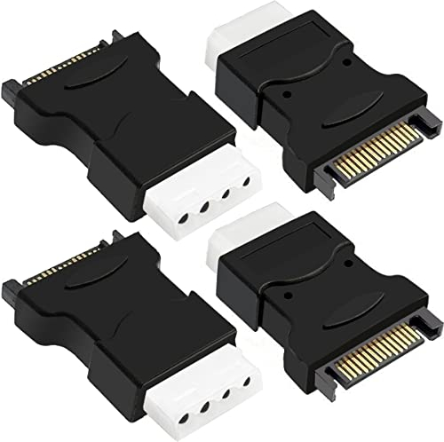 Xiatiaosann Adaptateur SATA 15 broches vers Molex 4 broches IDE, LP4 femelle vers SATA mâle pour disque dur HDD IDE Power vers connecteur de convertisseur de câble SATA, 4 pièces
