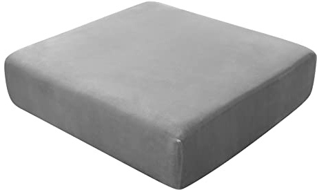 BXFUL Sofa-Sitzkissenbezüge, Sofakissen-Bezüge Stretch-Samt, Couchkissen-Bezüge Ersatz für individuelle Kissen mit elastischem Stoff (Großer 3-Sitzer,Grau)