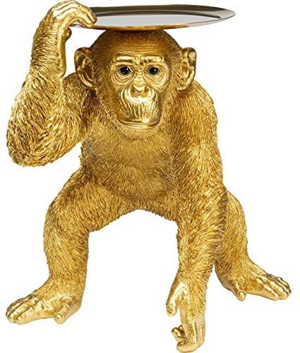 Kare Design Deko Figur Butler Playing Chimp, Gold, Accessoire, Tierfigur, handgearbeitet, Artikelhöhe 52cm