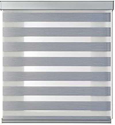 Estores Noche y Día Premium con Galería Cuadrada y cadeneta en Aluminio Máxima Calidad, Estores enrollables con Doble Tejido, Estor Noche y Dia | Plata 180cm x 250cm