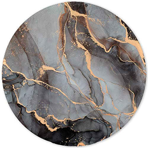 ITNRSIIET Tapis de souris avec bord cousu, tapis de souris texturé de qualité supérieure, base en caoutchouc antidérapant tapis de souris rond pour, PC, bureau, accessoires de bureau, marbre noir gris