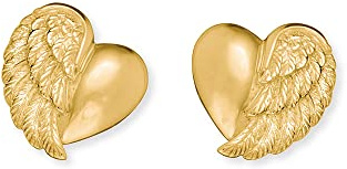 Herzengel Mädchen Kinder Ohrstecker Ohrringe aus vergoldetem Sterling Silber mit Herzflügel Symbol in Gold - Steckverschluss - nickelfrei