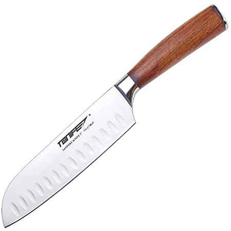 Harnds TONIFE Kochmesser Küchenmesser, 175 mm Hochscharfe Klinge Chef Santoku Messer mit Natürlichem Palisanderholz Griff