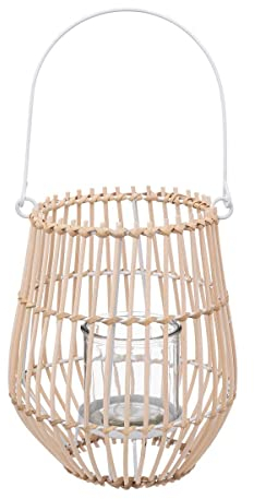 Atmosphera - Laterne - Metall und Rattan - H21-5 cm - Beige