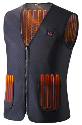 INF Gilet riscaldato Uomo Donna, Gilet riscaldato elettrico USB caldo, 3 livelli di temperatura Gilet caldo riscaldato elettrico per moto Caccia Campeggio all'aperto Sci (XL)
