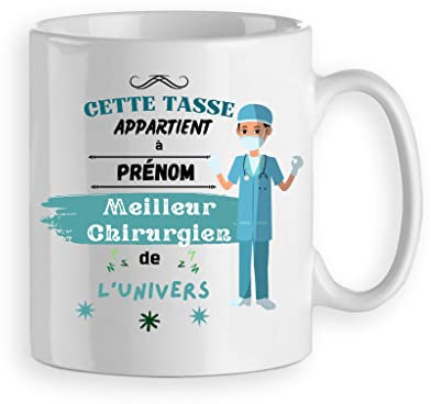 Mug/tasse chirurgien docteur personnalisée avec un prénom - cadeau medecin chirurgien meilleur de l'univers